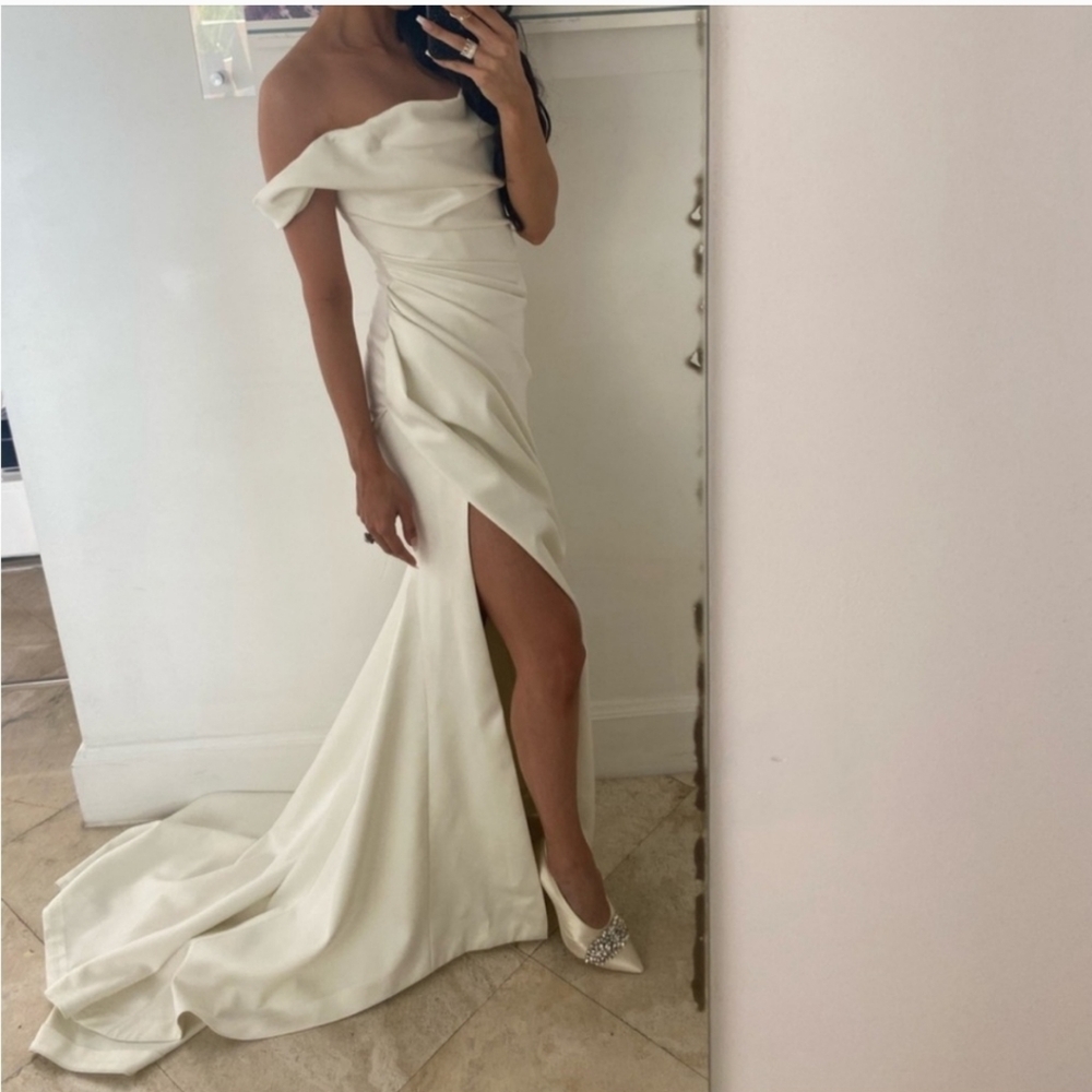 House of CB ‘Delphine’ Ivory Draped Corset Bridal Gown NWOT